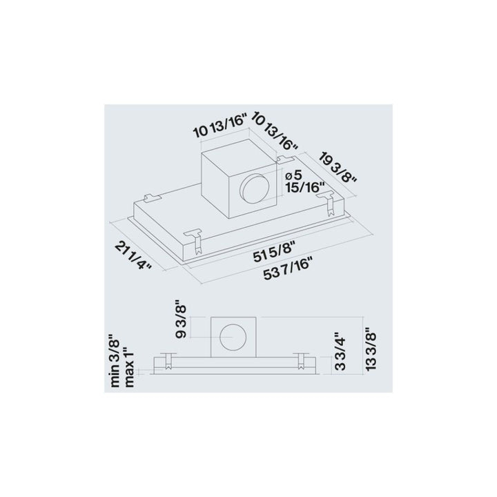 Falmec Nuvola 54 in. 600 CFM Flush Ceiling Mount Range Hood with Color Options- Motor Required (FDNUV36C6SS-R1)