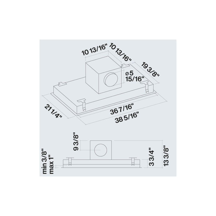 Falmec Stella 600 CFM Flush Ceiling Mount Range Hood with Size Options- Motor Required (FDSTE)