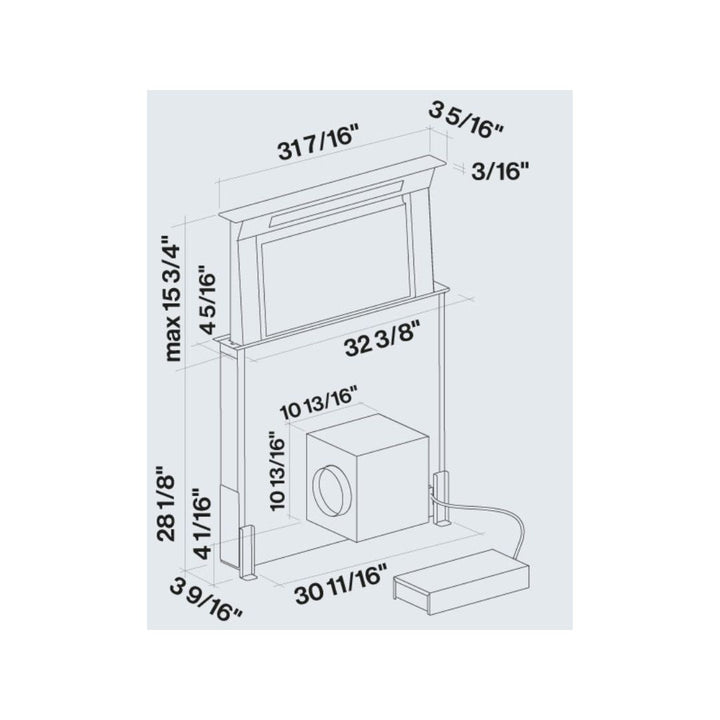 Falmec 36 in. 600 CFM Down Draft Range Hood in Stainless Steel- Motor Required (FDDOW36T6SS)