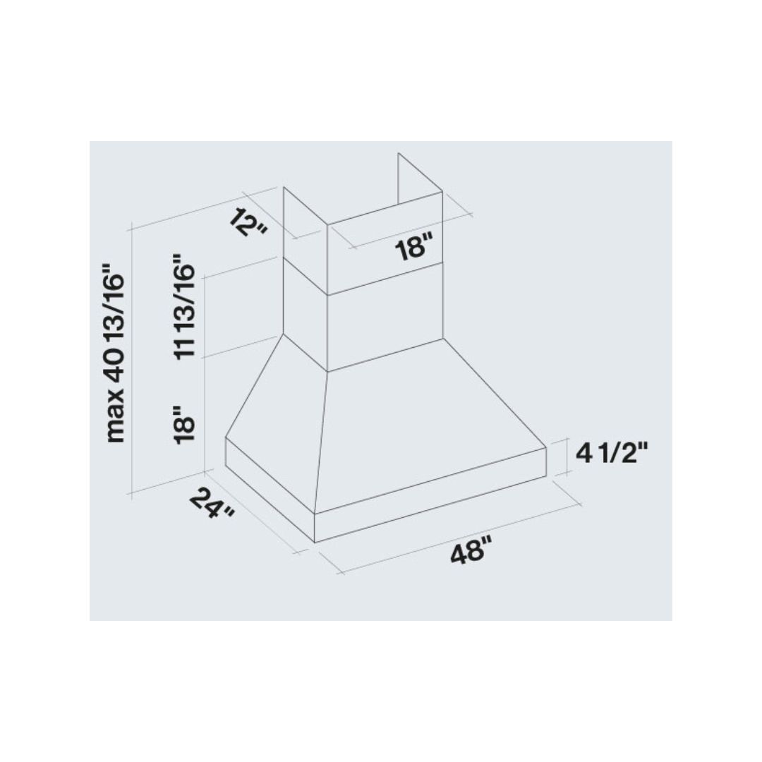 Falmec Pyramid Pro Professional 1000 CFM Wall Mount Range Hood in Stainless Steel with Size Options (FPDPR)