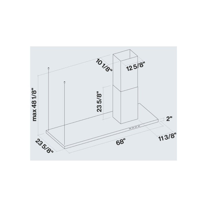 Falmec Lumen Isola 70 in. Overhang Island Mount Range Hood in Stainless Steel (FDLUM70I5SS)