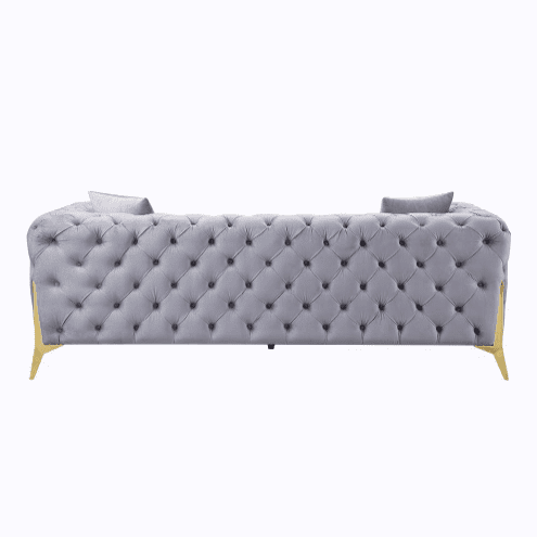 Acme Furniture Jelanea Sofa W/2 Pillows in Gray Velvet & Gold Finish LV01406