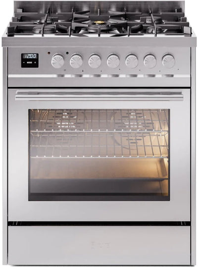 ILVE 30'' Professional Plus II Series Freestanding Double Oven Dual Fuel Range with 5 Sealed Burners and Griddle - (UP30WMP)