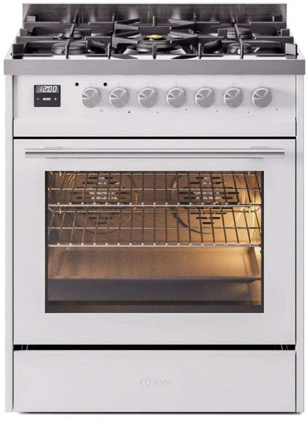 ILVE 30'' Professional Plus II Series Freestanding Double Oven Dual Fuel Range with 5 Sealed Burners and Griddle - (UP30WMP)