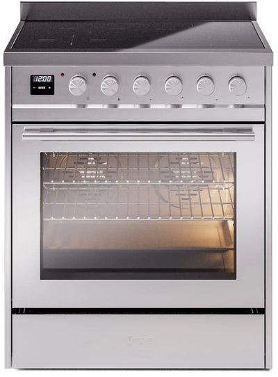 ILVE 30'' Professional Plus II Series Freestanding Electric Double Oven Range with 5 Elements, Triple Glass Cool Door, Convection Oven, TFT Oven Control Display and Child Lock - UPI304WMP