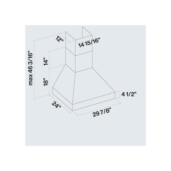 Falmec Pyramid NRS 600 CFM Wall Mount Range Hood in Stainless Steel with Size Options (FNPYR)