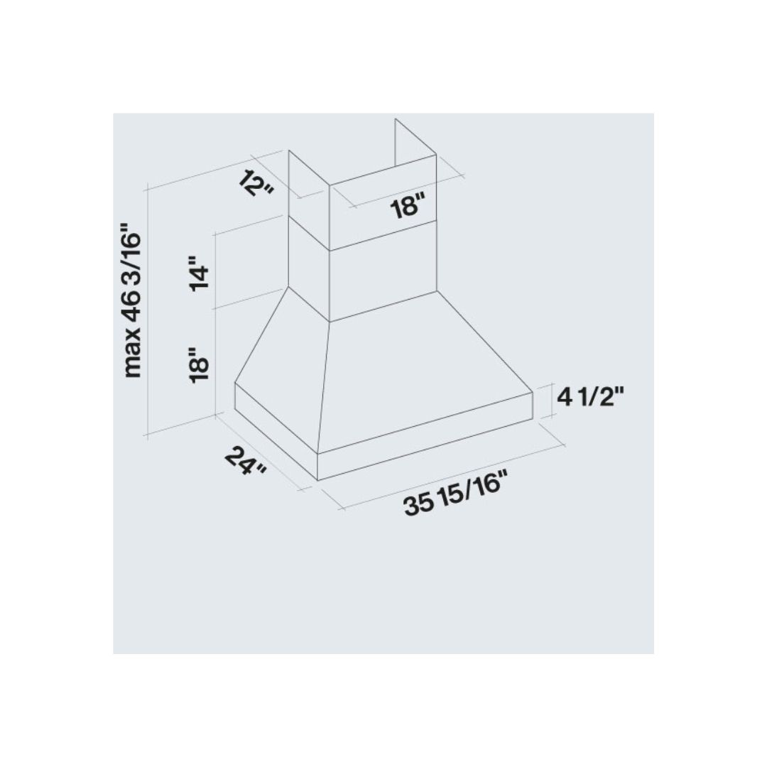 Falmec Pyramid NRS 600 CFM Wall Mount Range Hood in Stainless Steel with Size Options (FNPYR)