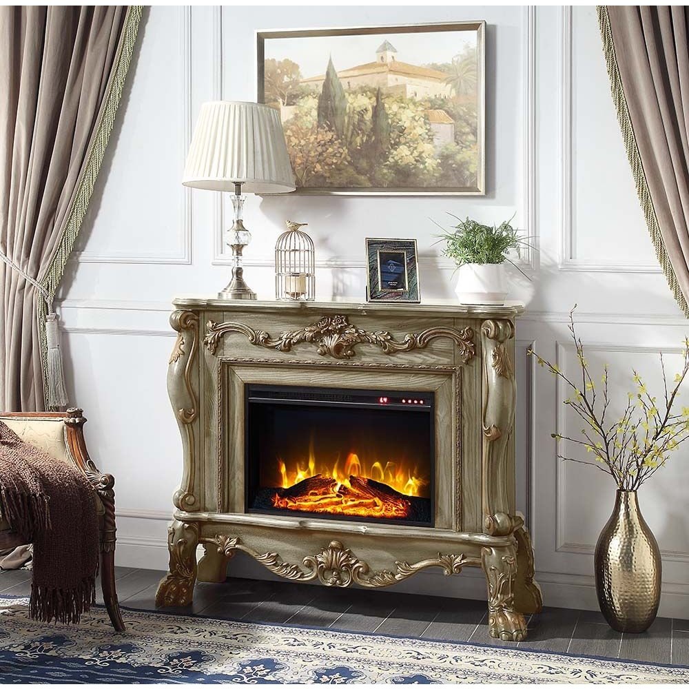 Acme Furniture Dresden Fireplace in Gold Patina Finish AC01308