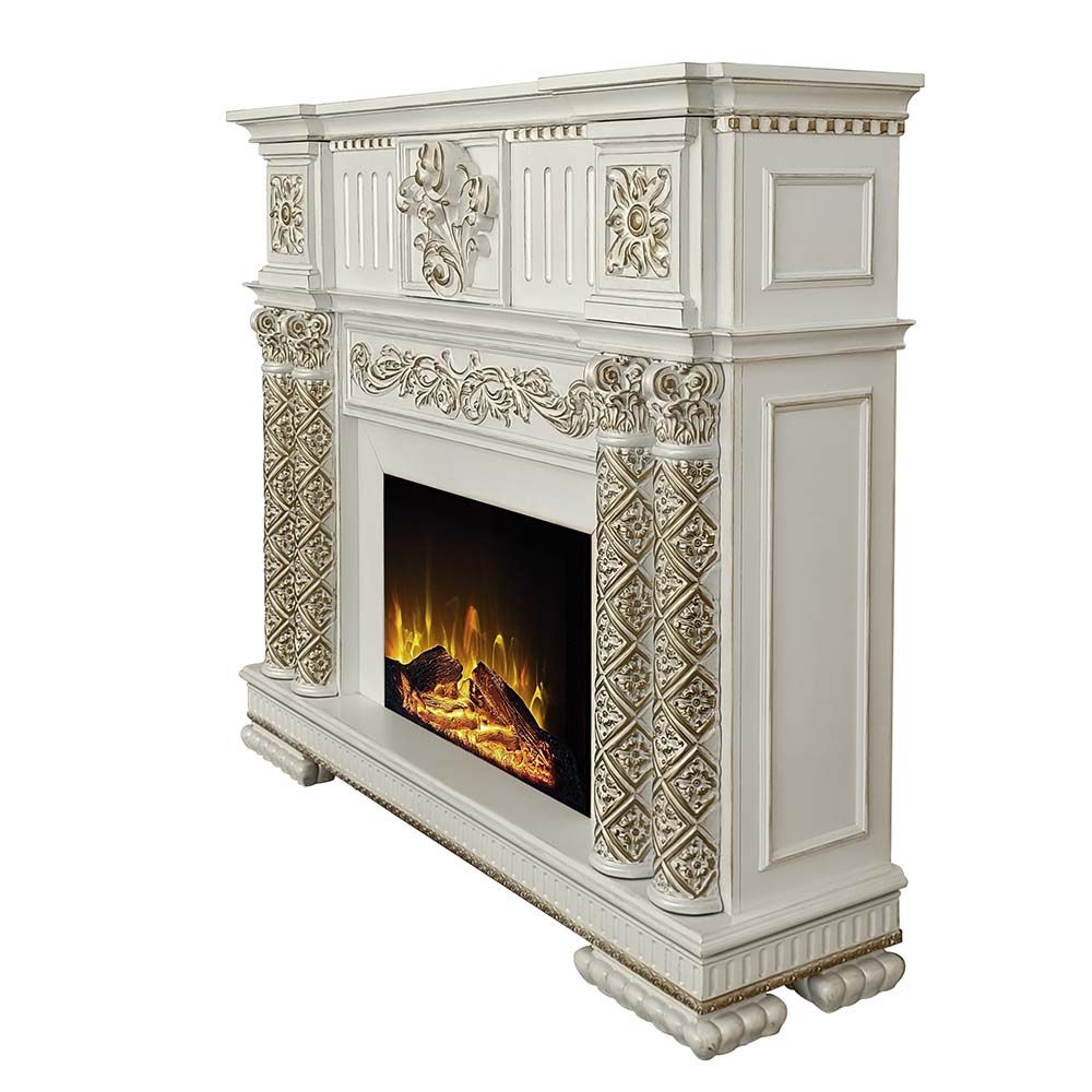 Acme Furniture Vendome Fireplace in Antique Pearl Finish AC01313