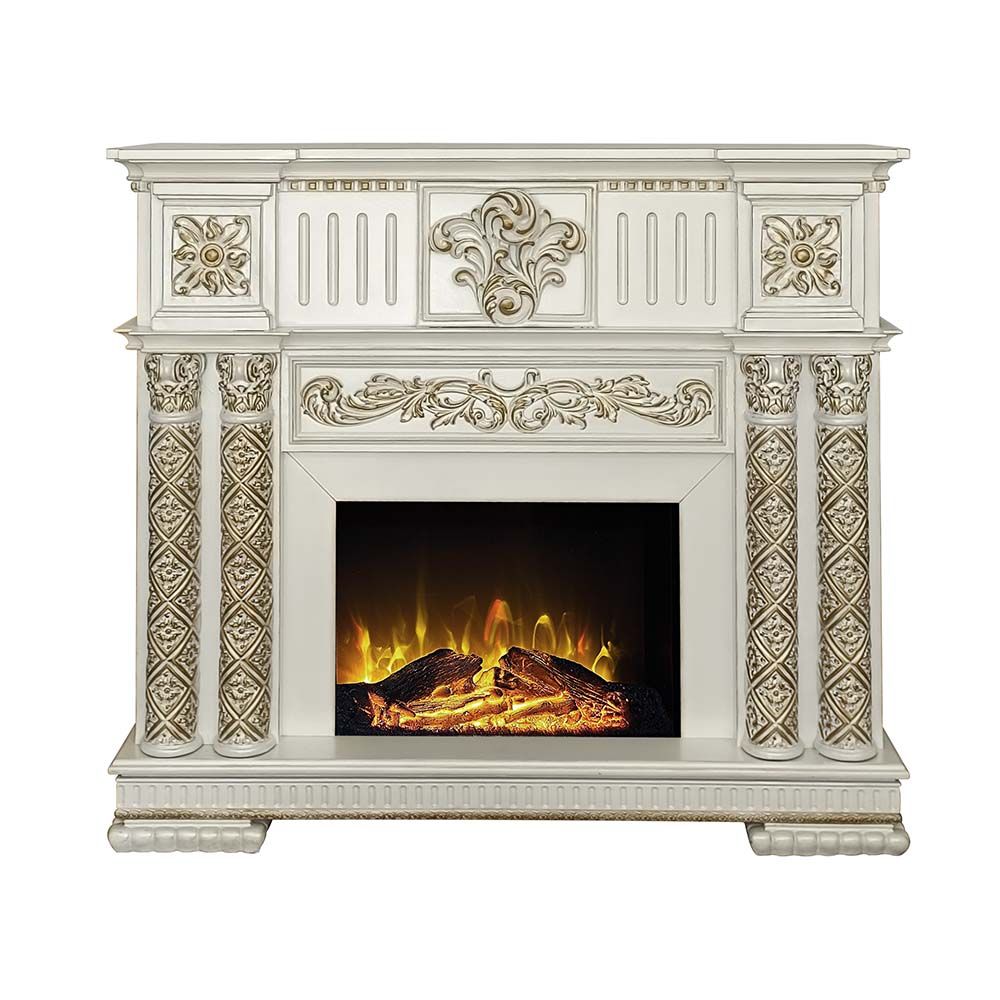 Acme Furniture Vendome Fireplace in Antique Pearl Finish AC01313
