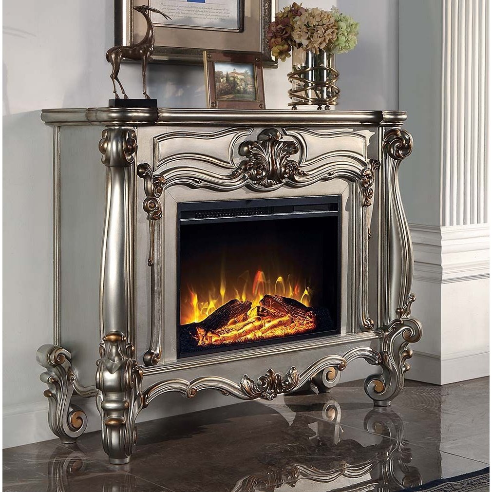 Acme Furniture Versailles Fireplace in Antique Platinum Finish AC01314