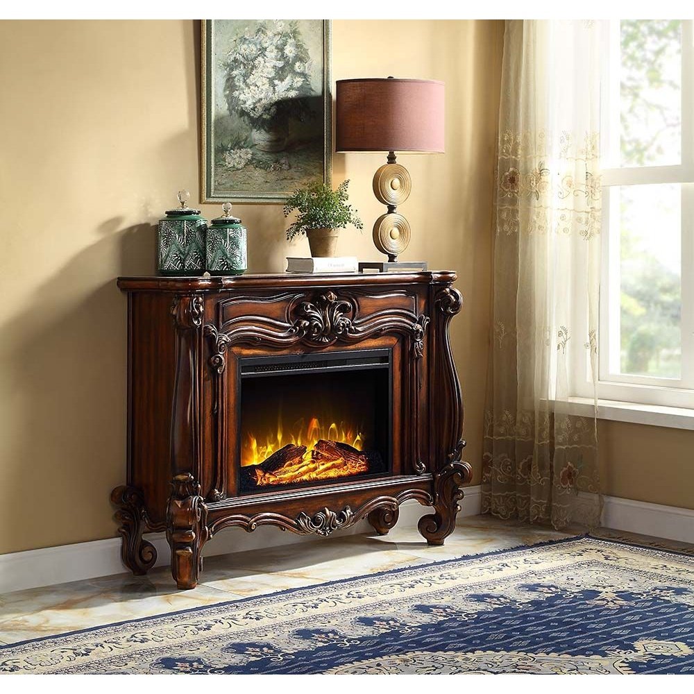 Acme Furniture Versailles Fireplace in Cherry Oak Finish AC01315