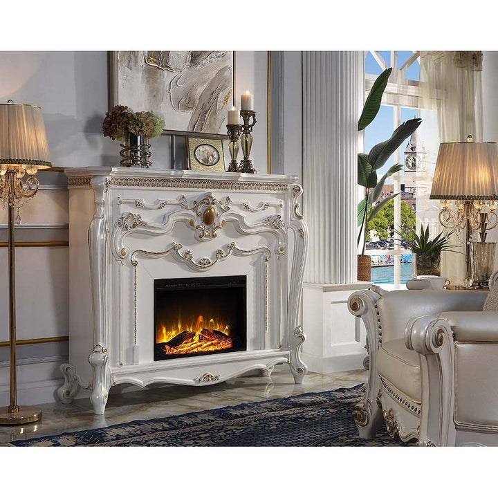 Acme Furniture Picardy Fireplace in Antique Pearl Finish AC01345