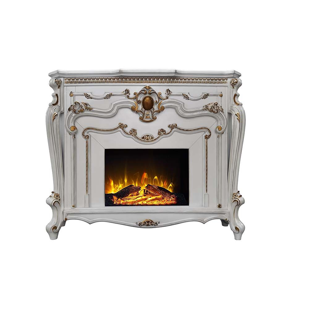 Acme Furniture Picardy Fireplace in Antique Pearl Finish AC01345