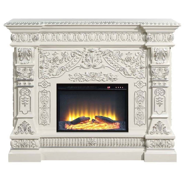 Acme Furniture Vanaheim Fireplace in Antique White Finish AC01617