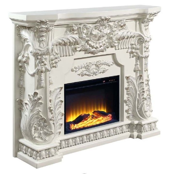 Acme Furniture Adara Fireplace in Antique White Finish AC01620