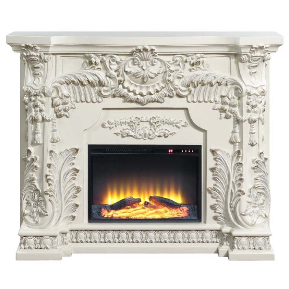 Acme Furniture Adara Fireplace in Antique White Finish AC01620