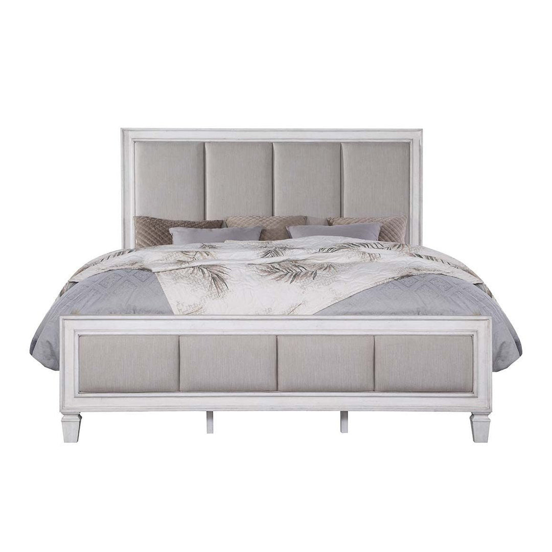 Acme Furniture Katia Ck Bed in Light Gray Linen, Rustic Gray & Weathered White Finish BD00658CK