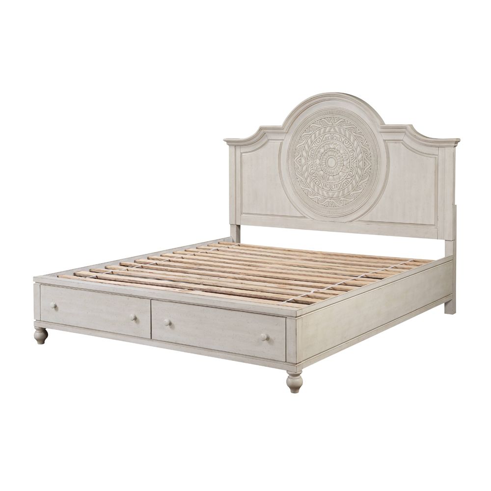 Acme Furniture Roselyne Ck Bed in Antique White Finish BD00693CK