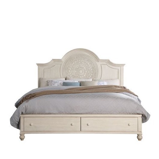 Acme Furniture Roselyne Queen Bed in Antique White Finish BD00695Q