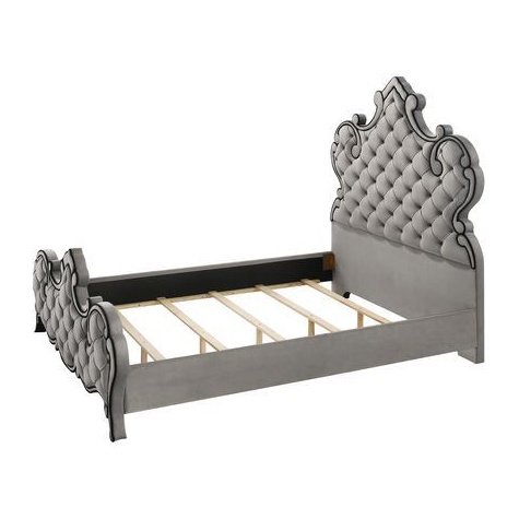 Acme Furniture Perine Ek Bed in Gray Velvet BD01061EK