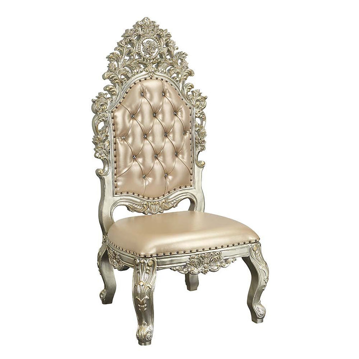 Acme Furniture Sorina Side Chair (Set-2) in PU & Antique Gold Finish DN01209