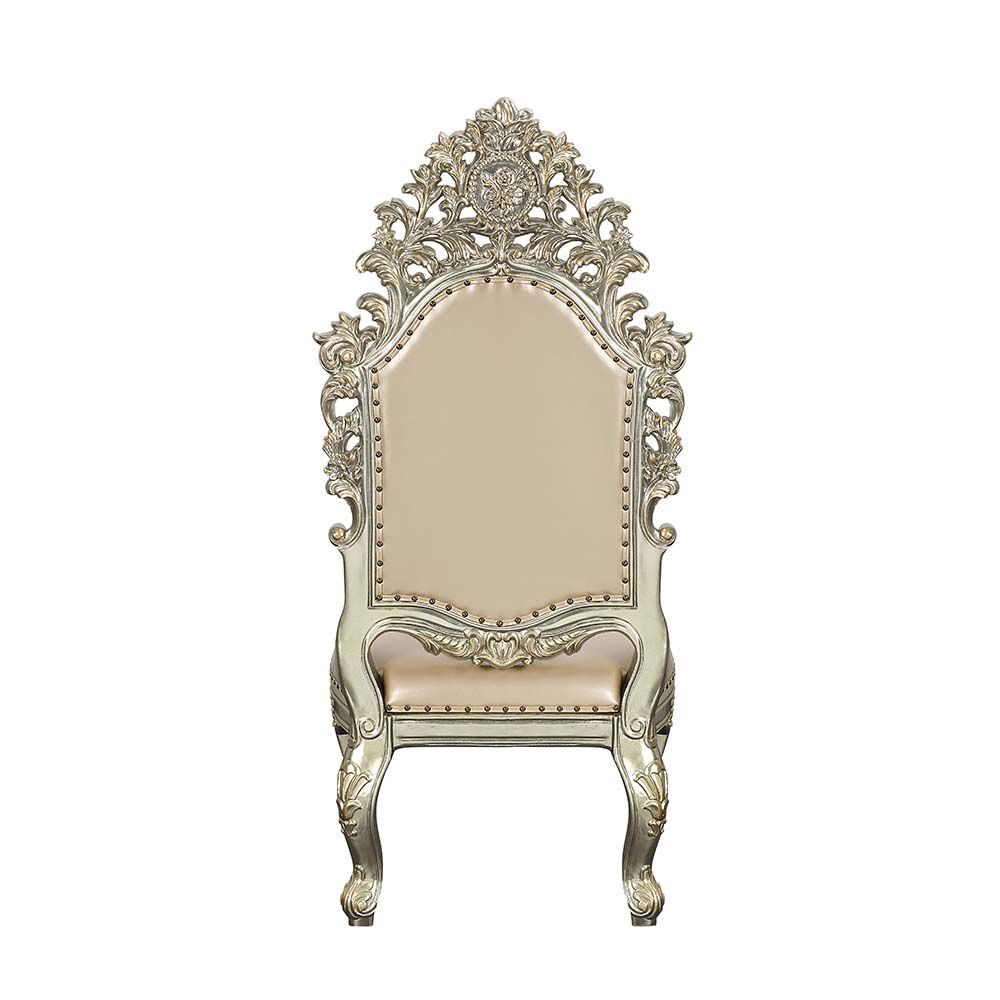 Acme Furniture Sorina Side Chair (Set-2) in PU & Antique Gold Finish DN01209