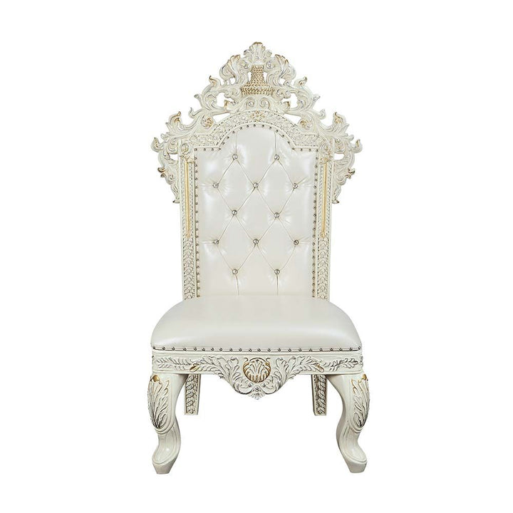 Acme Furniture Adara Side Chair (Set-2) in Pearl White PU & Antique White Finish DN01230