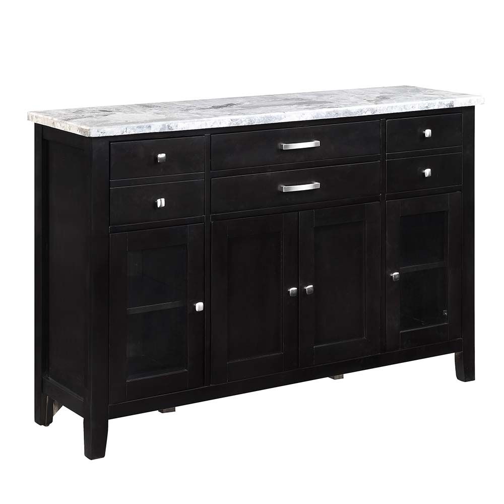 Acme Furniture Hussein Server W/Marble Top in Marble Top & Black Finish DN01448