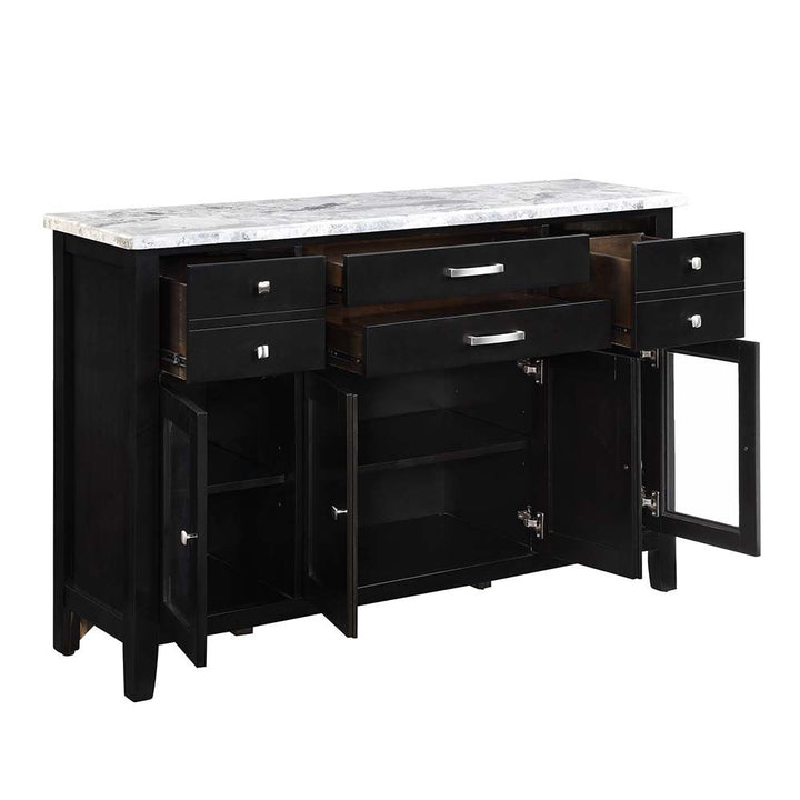 Acme Furniture Hussein Server W/Marble Top in Marble Top & Black Finish DN01448