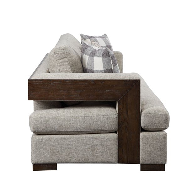 Acme Furniture Niamey Loveseat W/2 Pillows in Fabric & Walnut Finish 54851