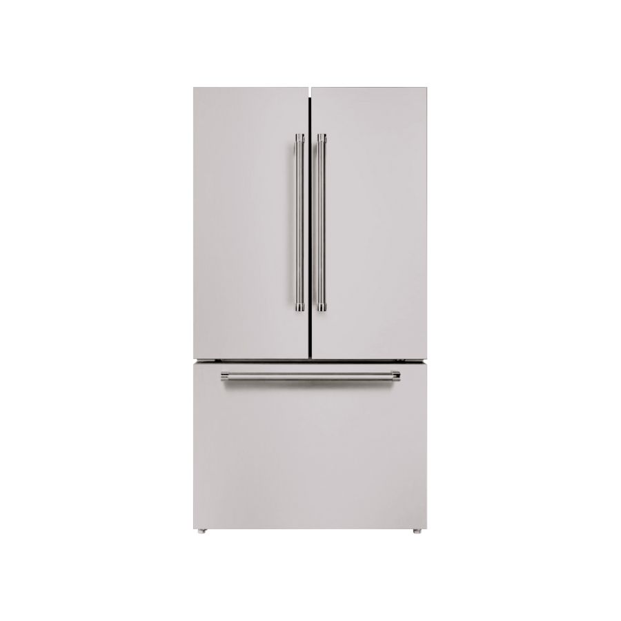 Hallman 36" Freestanding French Door, Counter Depth, (Total Cubic Feet 20.3) Refrigerator 14.2Cu. Ft. Bottom Freezer 6.1 Cu. Ft. w/automatic icemaker, Color White