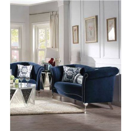 Acme Furniture Jaborosa Loveseat W/2 Pillows Blue Velvet 50346