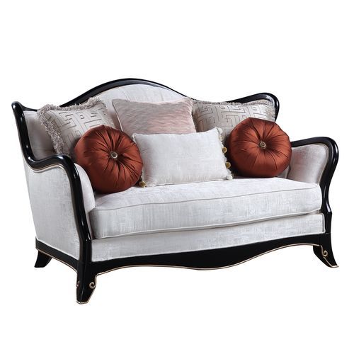 Acme Furniture Nurmive Loveseat W/6 Pillows in Beige Fabric LV00252
