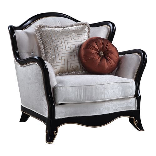 Acme Furniture Nurmive Chair W/2 Pillows in Beige Fabric LV00253