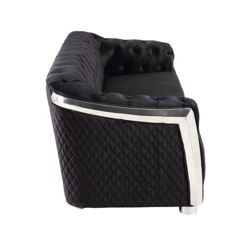 Acme Furniture Pyroden Sofa in Black Velvet & Chrome Finish LV00296