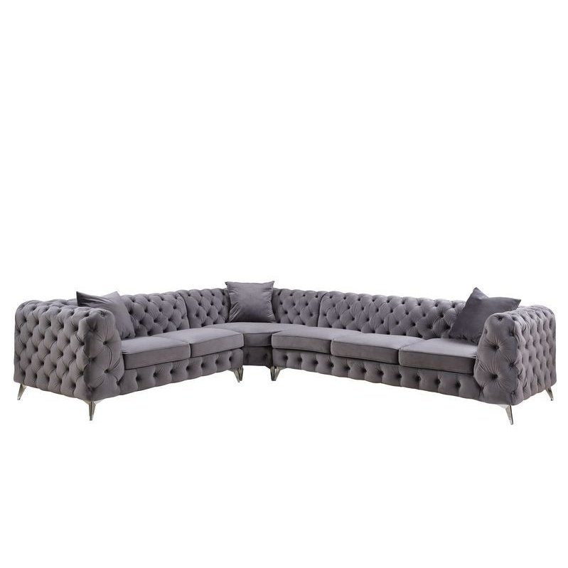 Acme Furniture Wugtyx Sectional - Lf Loveseat W/1 Pillow in Dark Gray Velvet LV00335-1