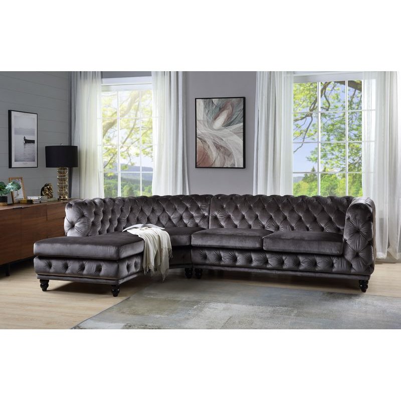 Acme Furniture Atesis Sectional Sofa in Dark Gray Velvet LV00337