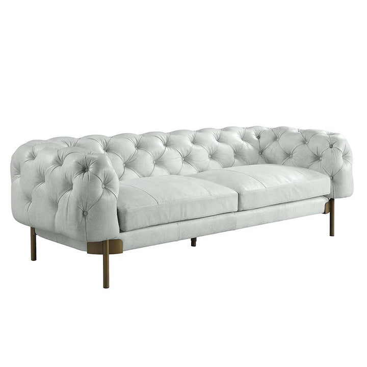 Acme Furniture Ragle Sofa in Vintage White Top Grain Leather LV01021