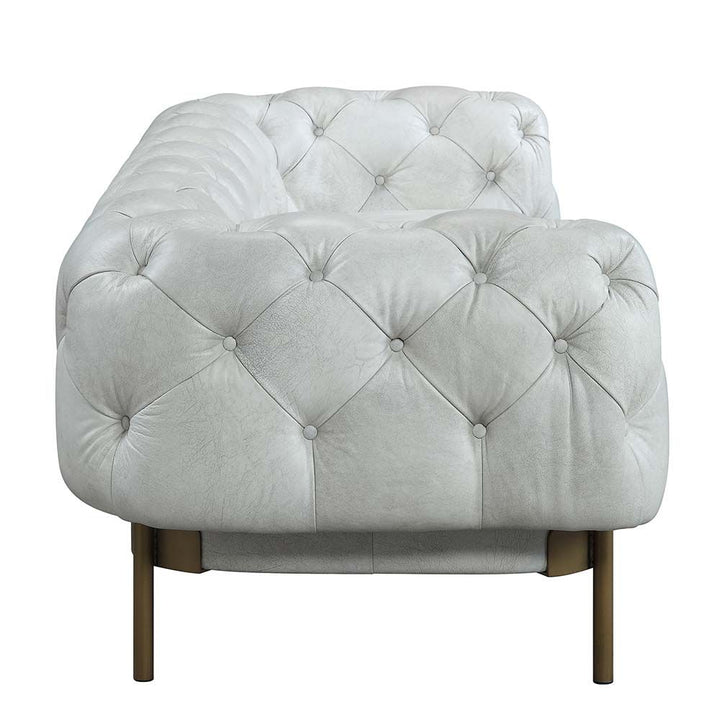 Acme Furniture Ragle Sofa in Vintage White Top Grain Leather LV01021