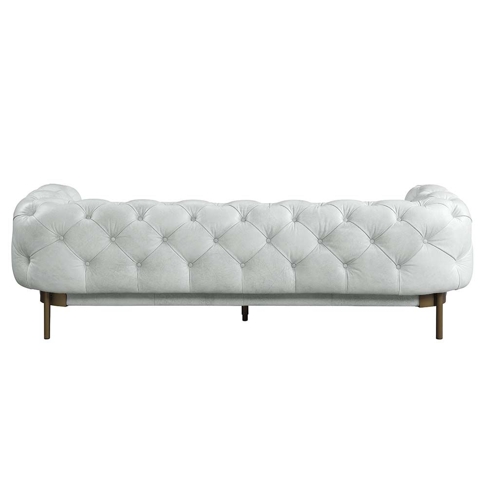 Acme Furniture Ragle Sofa in Vintage White Top Grain Leather LV01021