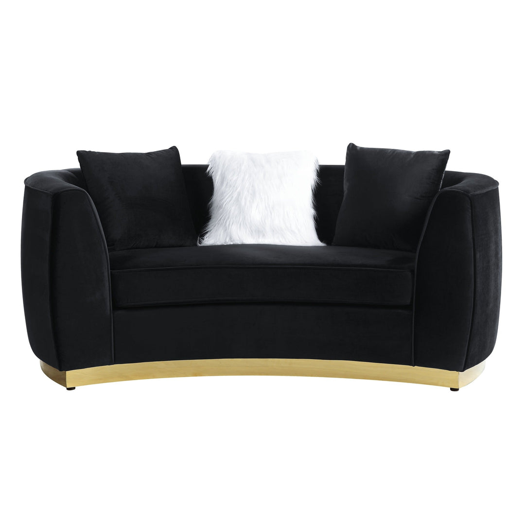 Acme Furniture Achelle Loveseat W/3 Pillows in Black Velvet LV01046