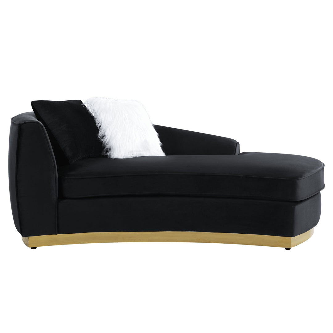 Acme Furniture Achelle Chaise W/2 Pillows in Black Velvet LV01048