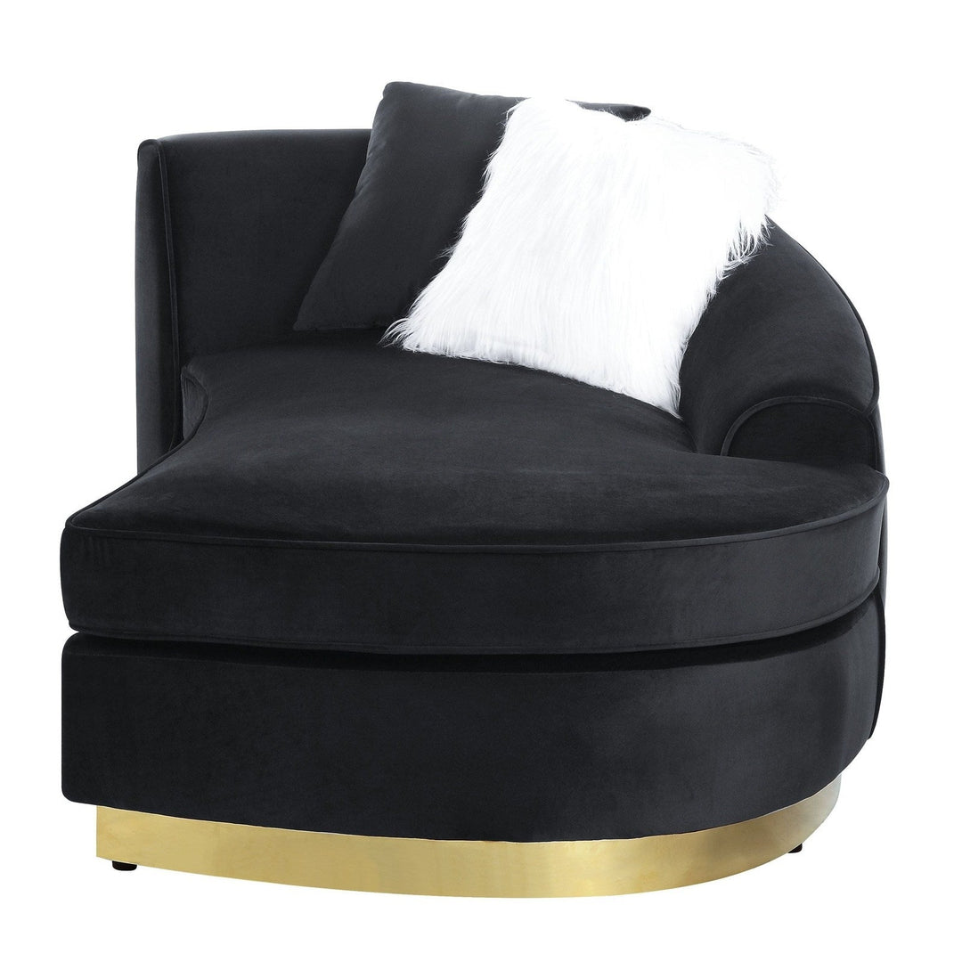 Acme Furniture Achelle Chaise W/2 Pillows in Black Velvet LV01048