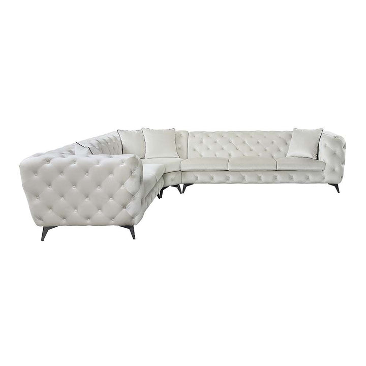 Acme Furniture Atronia Sectional Sofa W/4 Pillows in Beige Fabric LV01160
