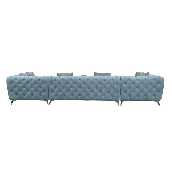 Acme Furniture Zerah Sectional Sofa W/7 Pillows in Deep Green Fabric LV01161