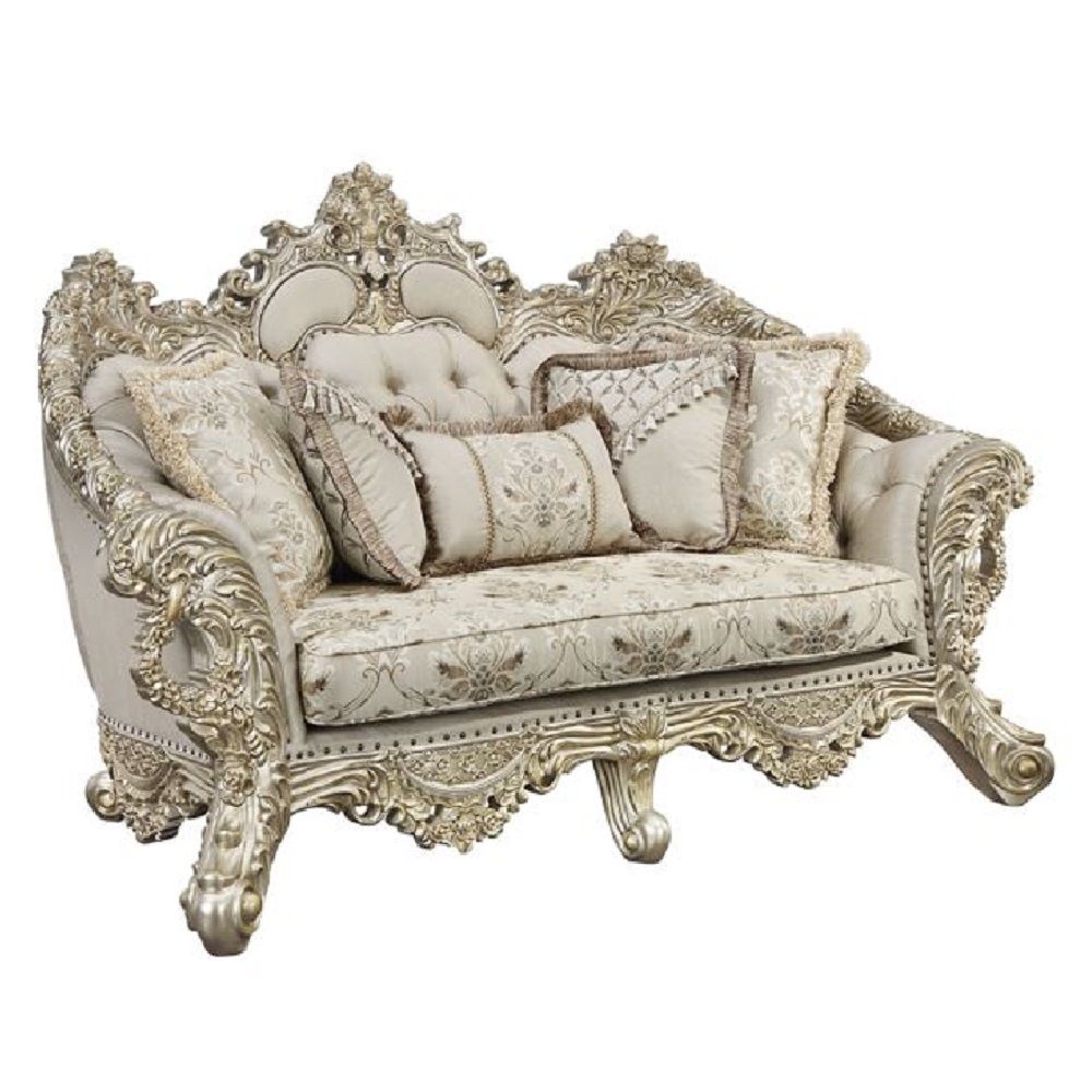 Acme Furniture Danae Loveseat - Base in Fabric, Champagne & Gold Finish LV01194-2