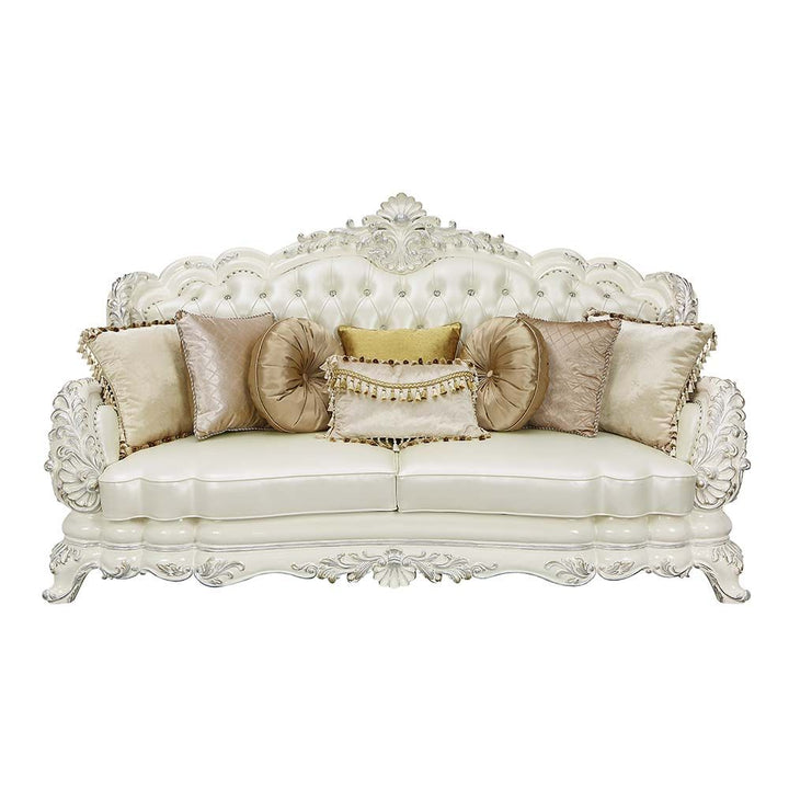 Acme Furniture Adara Sofa - Base in Pearl White PU & Antique White Finish LV01224-2