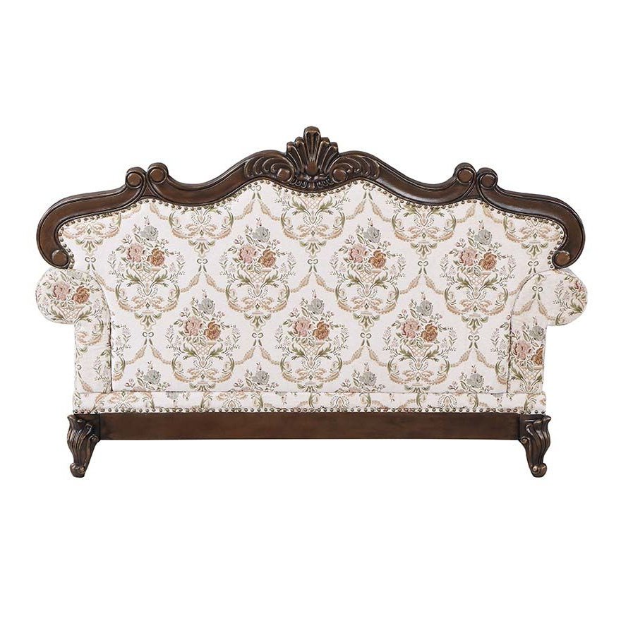 Acme Furniture Nayla Loveseat W/3 Pillows in Pattern Fabric & Walnut Finish LV01274