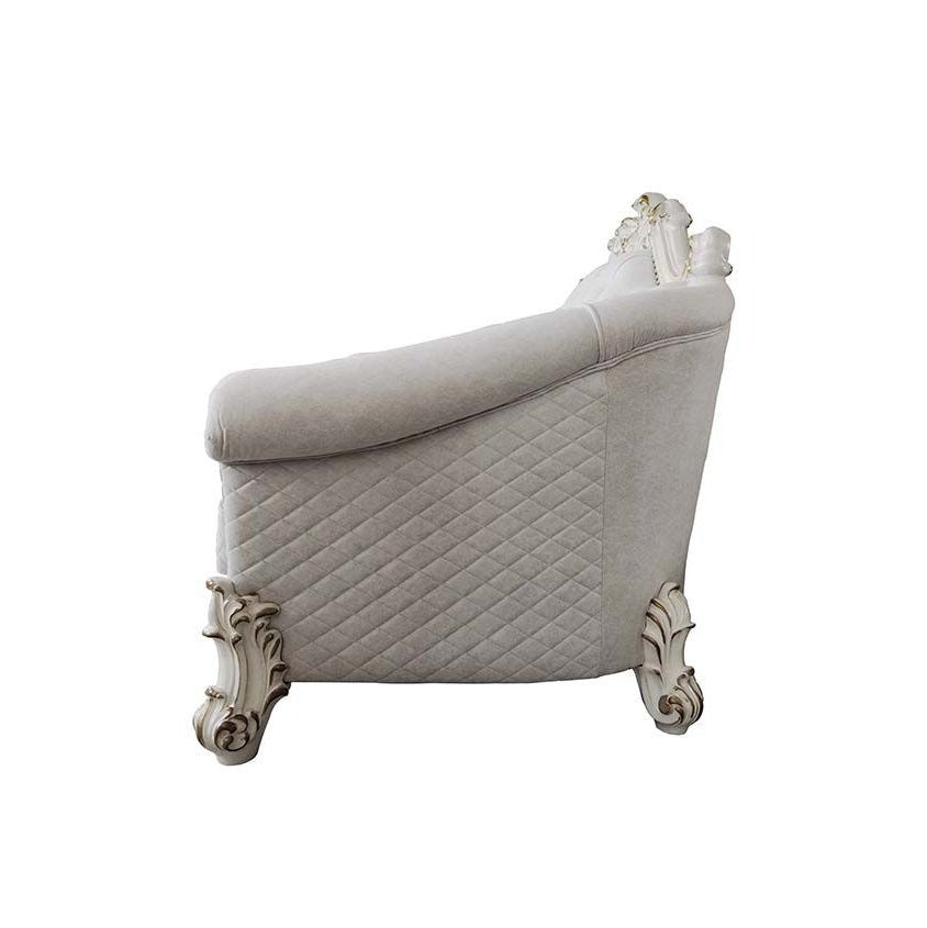 Acme Furniture Vendome II Sofa W/6 Pillows in Two Tone Ivory Fabric & Antique Pearl Finish LV01329
